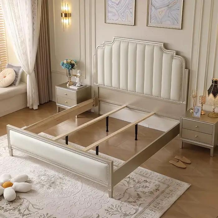 Lit King Size Blanc de Luxe en Bois
