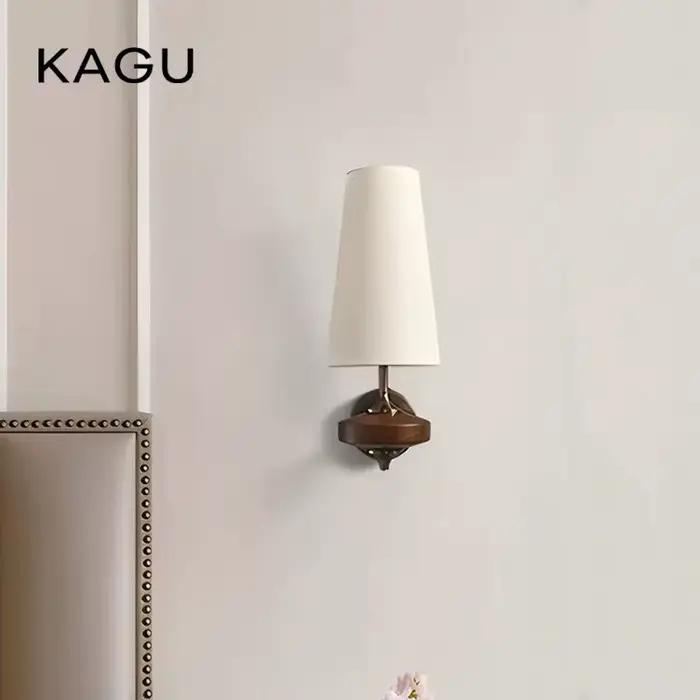 KAGU – applique murale vintage française en bois massif, style rétro, pour chambre à coucher, salon, éclairage rustique et chaleureux pour la maison, luminaire de chevet