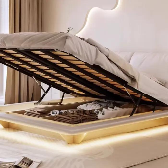 Lit en bois de luxe multifonctionnel King Size et Queen Size