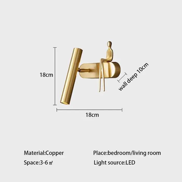 Lampe murale rotative en cuivre