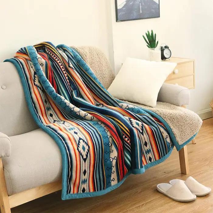 Couverture nordique bohème en flanelle