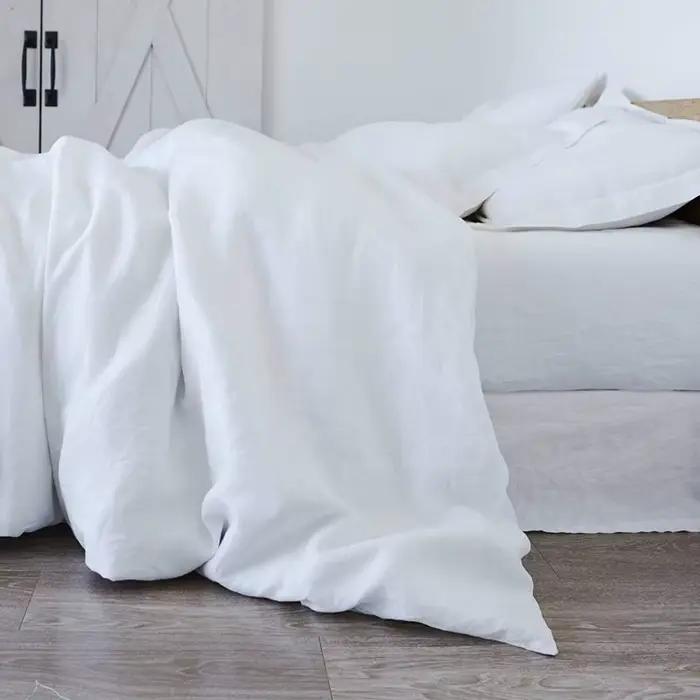 Housse de couette 100% lin, Style basique, lin lavé français naturel, couleur unie, literie de ferme