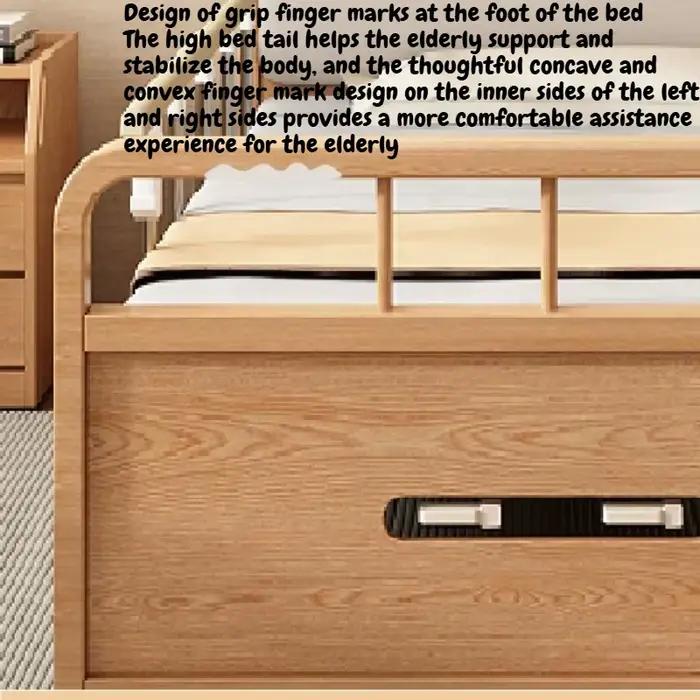 Lit simple en bois pour personnes âgées avec barreaux de sécurité