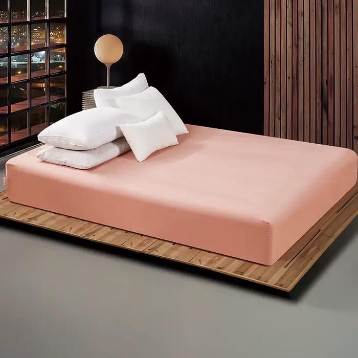 Drap-housse avec bande élastique, housse de matelas en coton et polyester, couvre-lit en lin, 17 couleurs unies, 160x200cm, TD200
