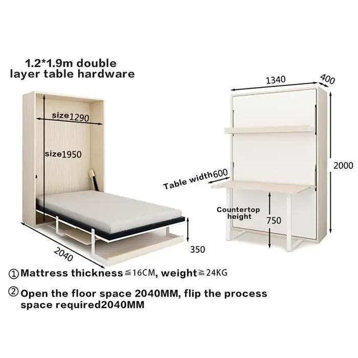 Cadre de lit en acier et bois massif, style Tatami moderne et simple, double 1,5 mètre, personnalisa