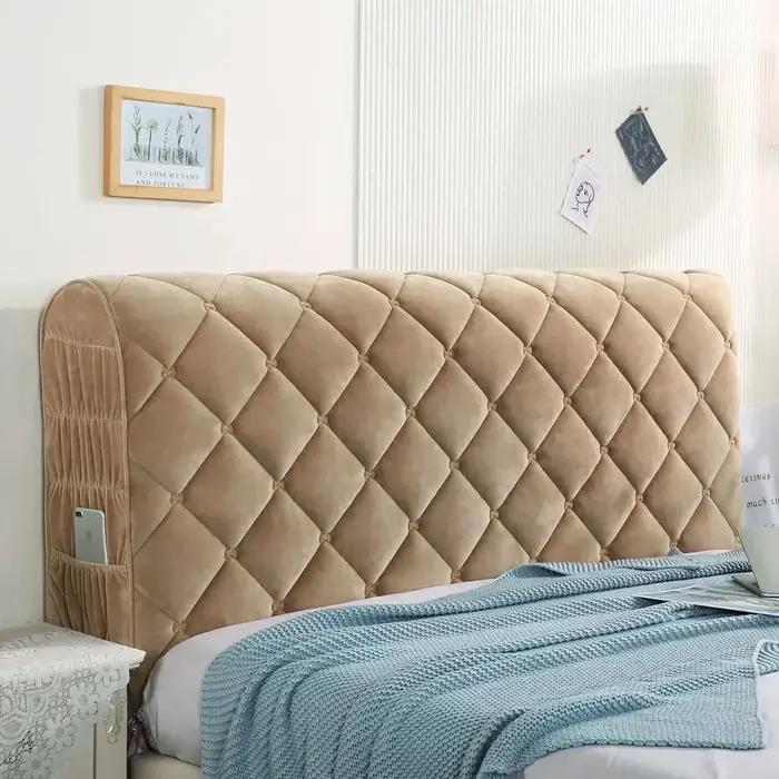 Couvre-tête de lit matelassé en velours brodé