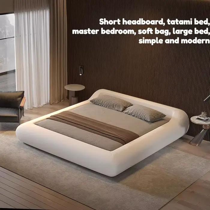 Cadre de lit Queen Size blanc avec tête de lit minimaliste