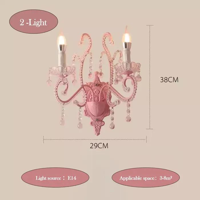 Lampes murales en cristal rose chambre de princesse fille chambre lampe de chevet chaud romantique salon chambre d'enfants décor appliques murales