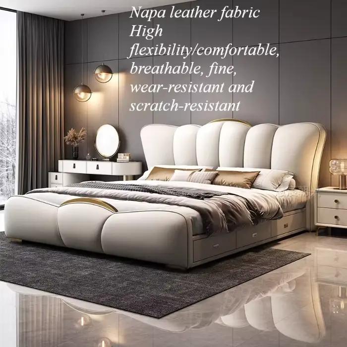 Meubles de chambre à coucher : Tables de chevet, Têtes de lit uniques, Lit double moderne rembourré