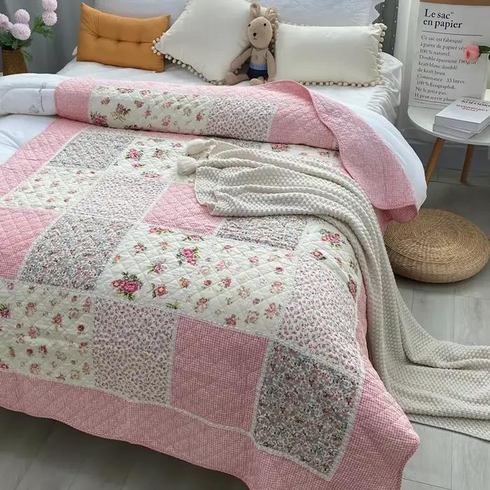 Couverture de couette en coton à fleurs