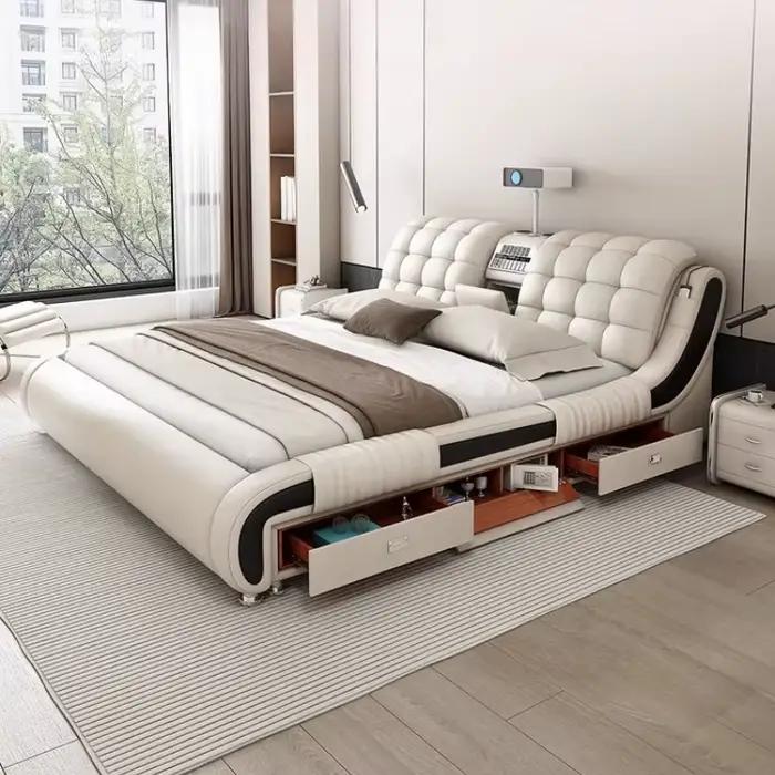 Poignées tiroir lit minimaliste fantaisie cadre de couchage têtes de lit Double chambre Muebles Para El Hogar maison accessoires