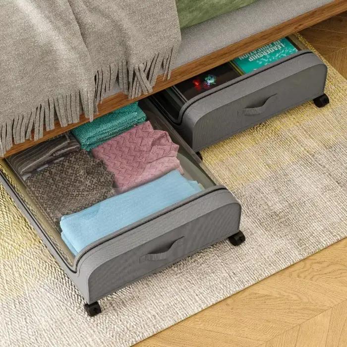 Boîte de rangement anti-poussière sous le lit avec roulettes