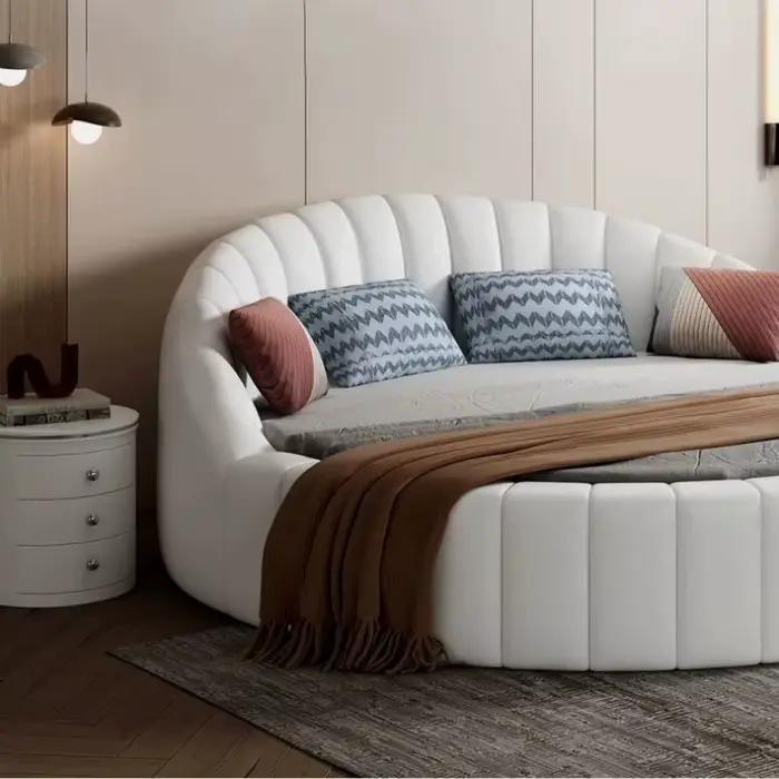 Lit rond minimaliste blanc moderne