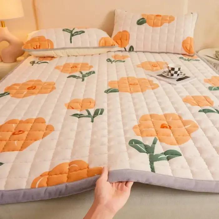 Surmatelas épais en velours de lait doux, couvre-lit, coussin de protection, couvertures chaudes, hiver