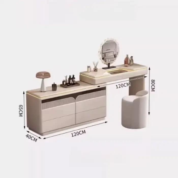 Coiffeuse de luxe en bois avec miroir et tabouret