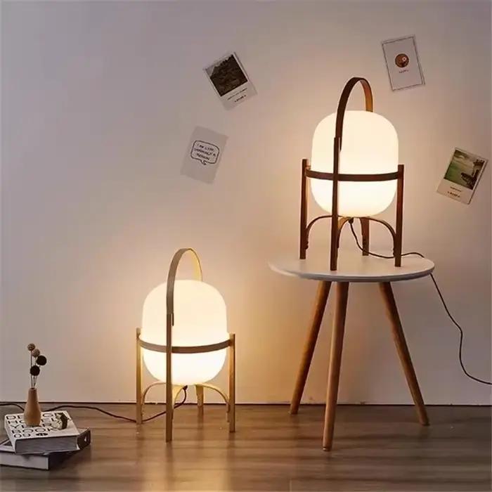 Lampe de table LED en bois Wabi Sabi, abat-jour en verre minimaliste pour bureau, chambre à coucher, chevet, salon, lecture, décoration intérieure, lampe sur pied