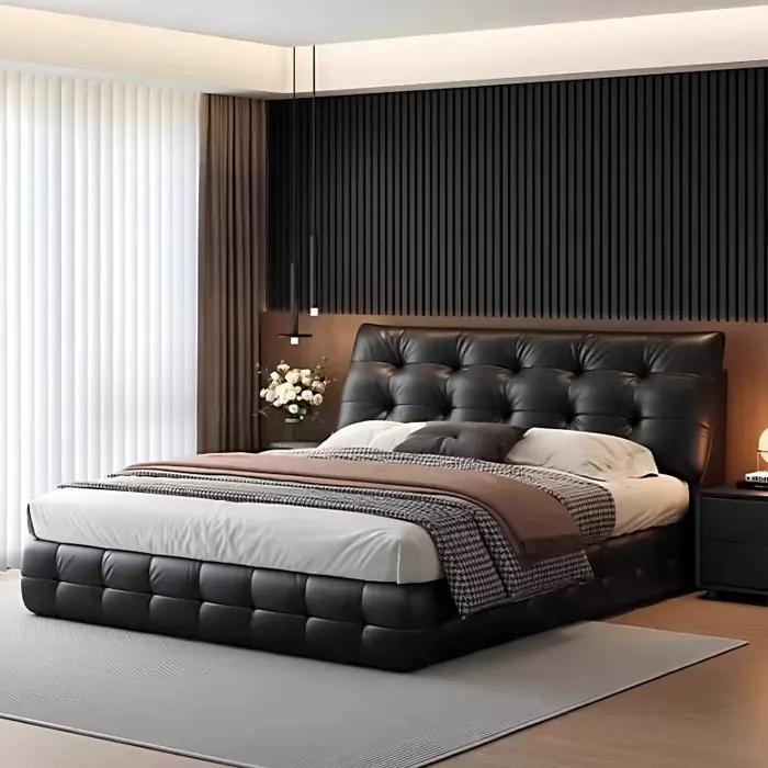Cadre de lit double moderne italien haut de gamme pour chambre principale