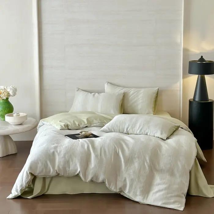 Parure de lit 100 % coton en gaze triple épaisseur avec draps