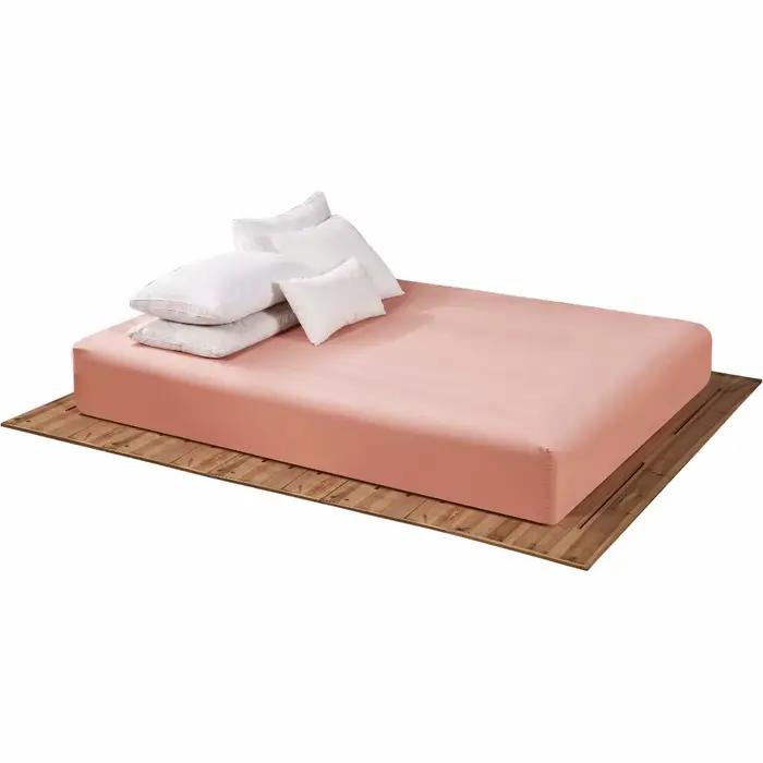 Drap-housse avec bande élastique, housse de matelas en coton et polyester, couvre-lit en lin, 17 couleurs unies, 160x200cm, TD200