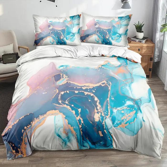 Ensemble de housse de couette classique en marbre 3D