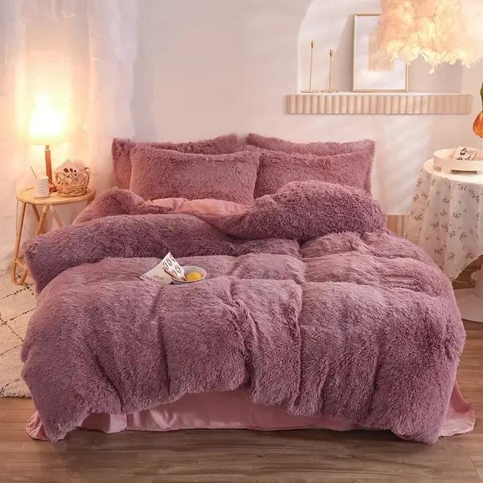 Ensemble de housse de couette en peluche luxueuse 3/4 pièces – Literie confortable et douce