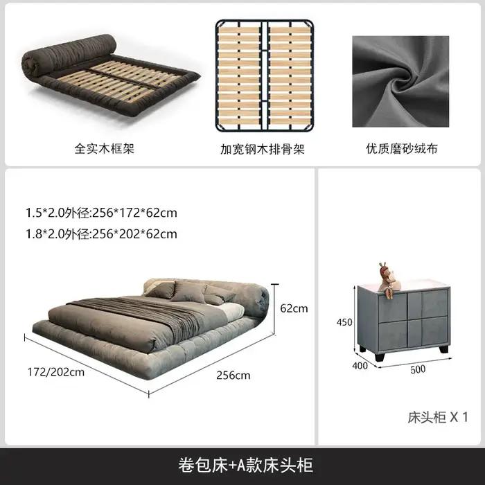 Lit Double Minimaliste de Luxe avec Tête de Lit 180x200cm pour Chambre à Coucher et Salon - Meuble