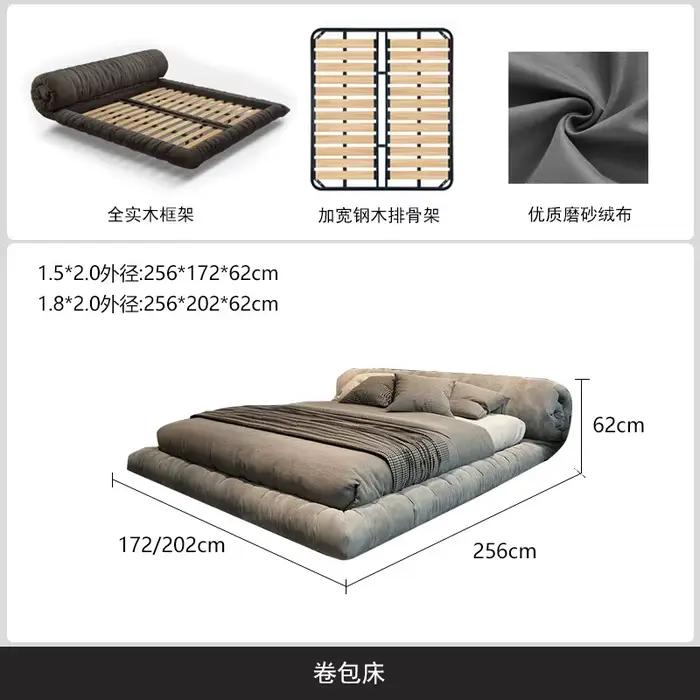 Lit Double Minimaliste de Luxe avec Tête de Lit 180x200cm pour Chambre à Coucher et Salon - Meuble d