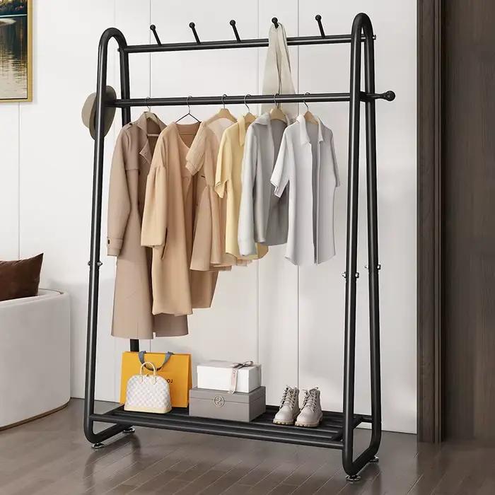 Cintre sur pied pliable et amovible en métal, meuble de rangement pour vêtements de maison, chambre