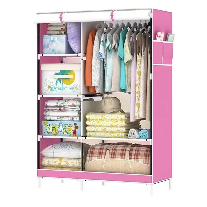 Étagères de rangement pour garde-robe en tissu Oxford, faciles à assembler, poches latérales anti-sp