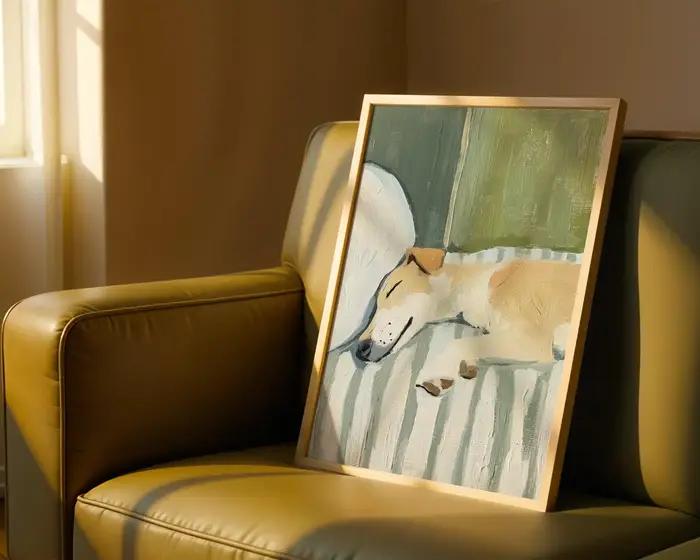 Peinture décorative pour lit à rayures avec animaux amusants