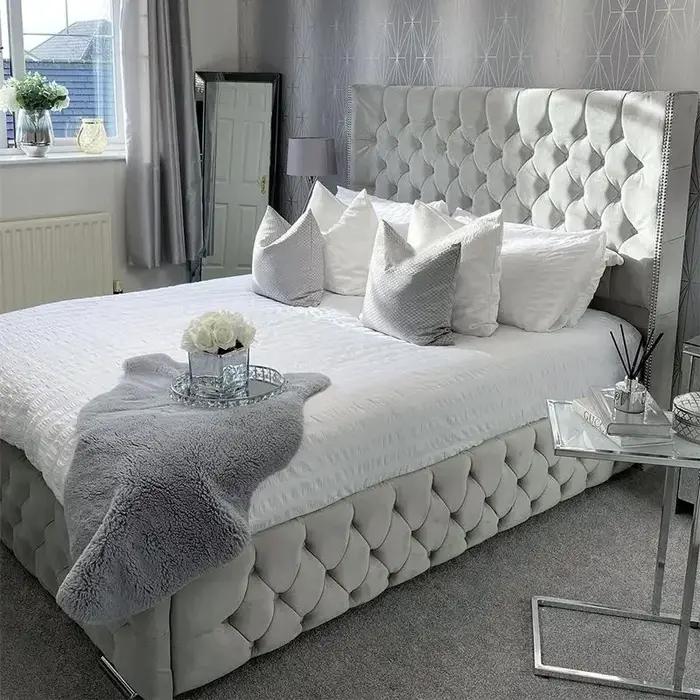 Lits de luxe minimalistes Double salon esthétique cadre de lit moderne rembourrage Muebles Para dortoir meubles accessoires