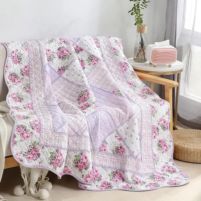 Couverture de couette en coton à fleurs