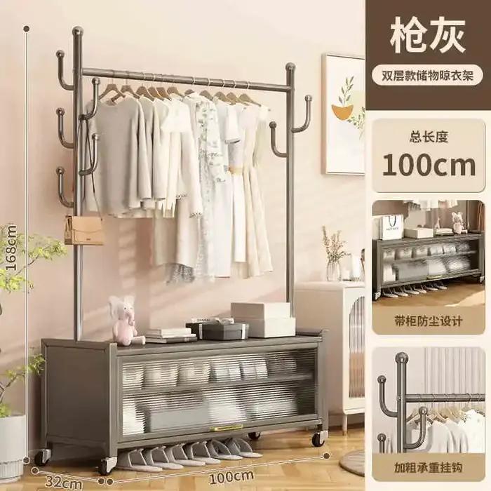 Porte-vêtements blanc à tiroirs pour balcon