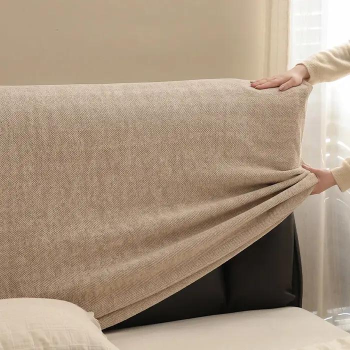 Housse de tête de lit et de cadre de lit en tissu chenille