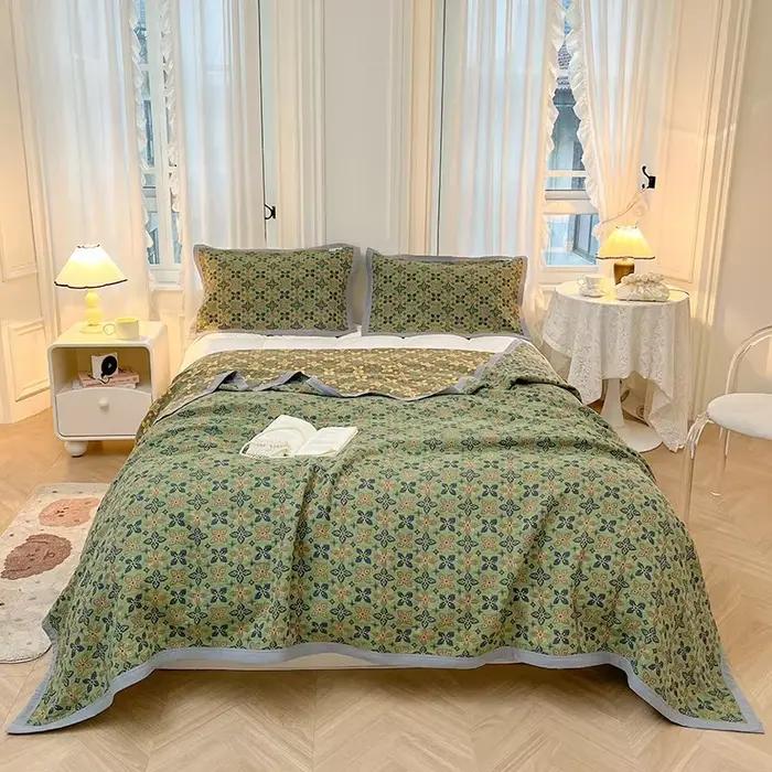 Couverture de lit double couche en coton