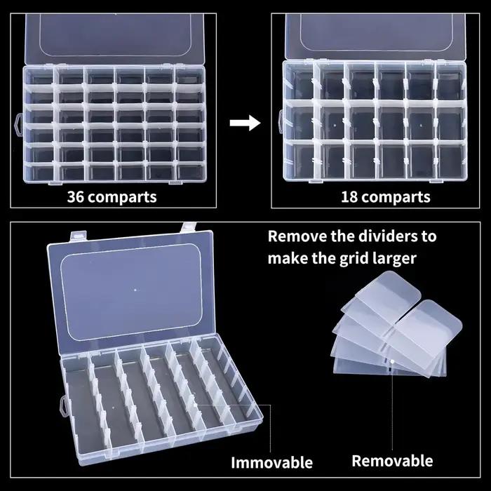 Boîte de rangement en plastique transparent à 36 grilles