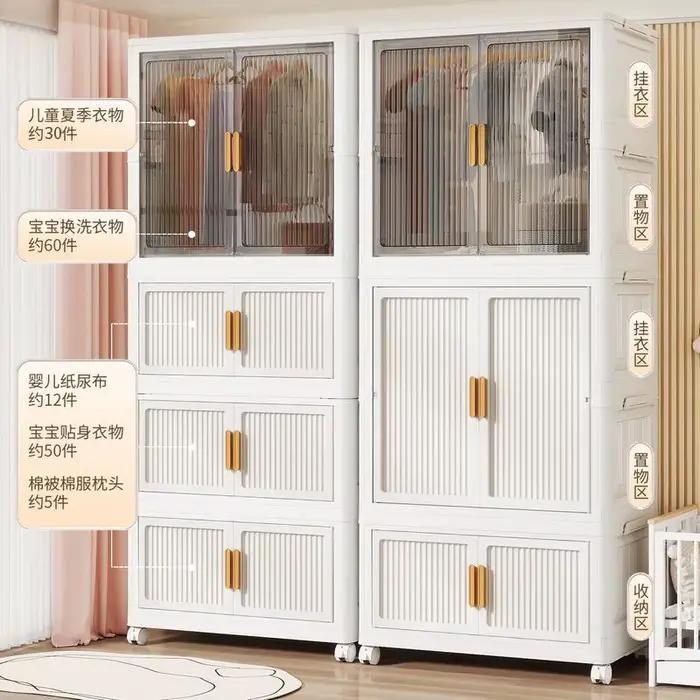 Étagères naturelles armoires organisateur vêtements jean étagère tiroir armoire empilable rangement Stoffen Klerenkast meubles de maison