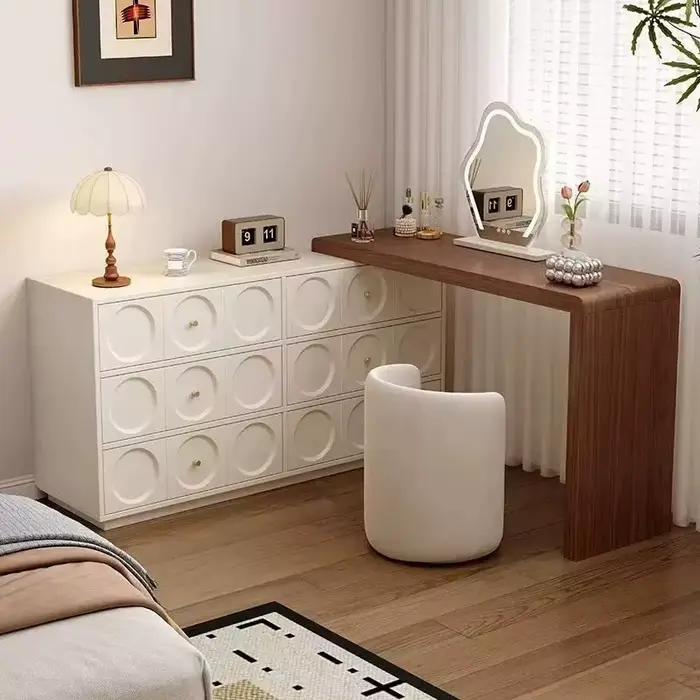 Coiffeuse moderne minimaliste en bois avec six tiroirs