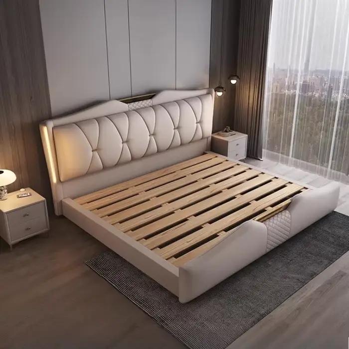 Lit double de luxe 200x220cm avec tête de lit