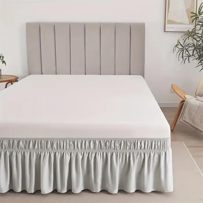Jupe de lit élastique réglable 1 pièce, jupe de lit Double à volants élastiques Ultra douce, confortable, respirante, résistante aux rides