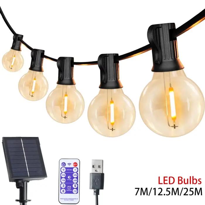 Guirlande solaire LED Globe G40, guirlande lumineuse féerique d'extérieur pour fête de noël, jardin,