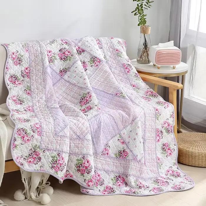 Couverture de couette en coton à fleurs, taille double 150x200cm, couvre-lit léger en Patchwork, hou