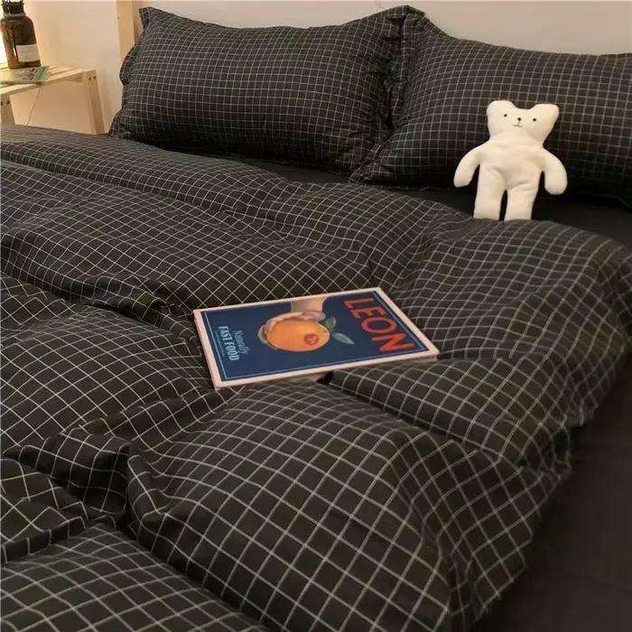 Ensembles de lit européens imprimés à carreaux