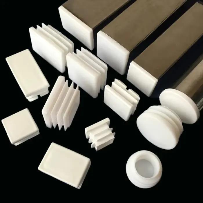 Embout d'obturation en plastique blanc, Inserts de tuyaux rectangulaires, bouchon étanche, pieds de