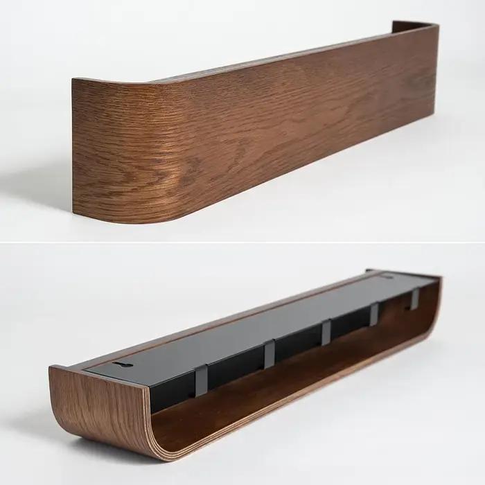 Porte-manteau mural en bois de noyer-cintre esthétique minimaliste moderne
