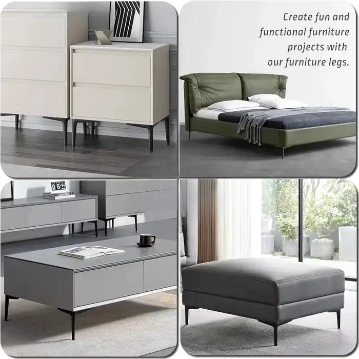 4 pièces pieds de meubles en métal meuble TV lit Table basse jambe noir or argent bureau tabouret ch