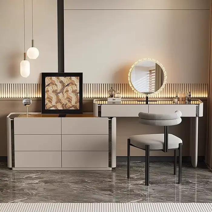 Coiffeuse commode pour ensembles de chambre à coucher vanité moderne avec miroir armoire à bijoux tabouret Console de
