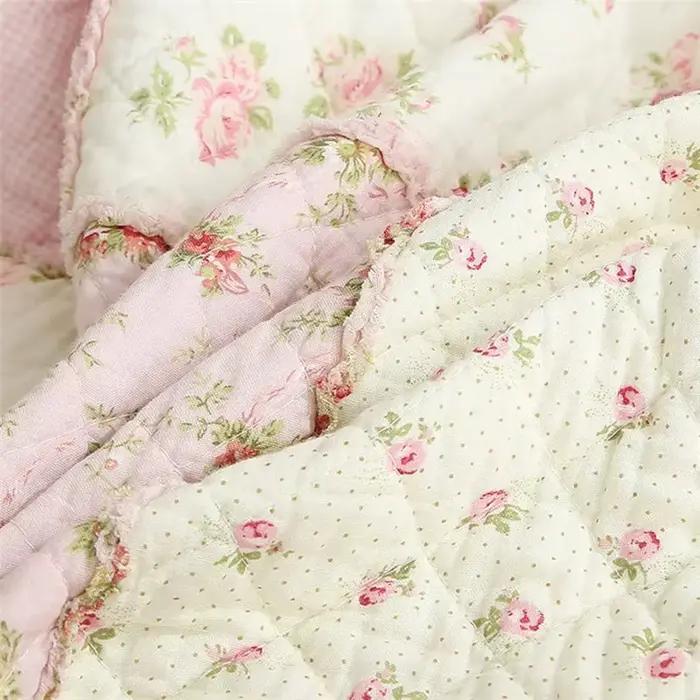Couverture à carreaux floraux, couette en coton, couvre-lit sur le lit, couette appliques, couvre-lit européen matelassé, couvre-lit en lin Cubrecam