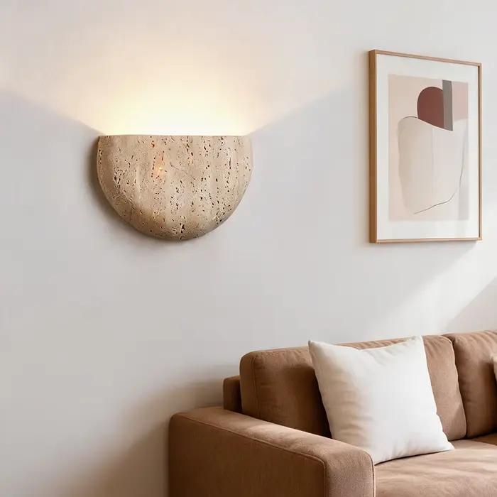 Lampe murale de chevet pour chambre à coucher, style Wabi Sabi, rétro, jaune, effet pierre de grotte, pour couloir et entrée, éclairage d'ambiance