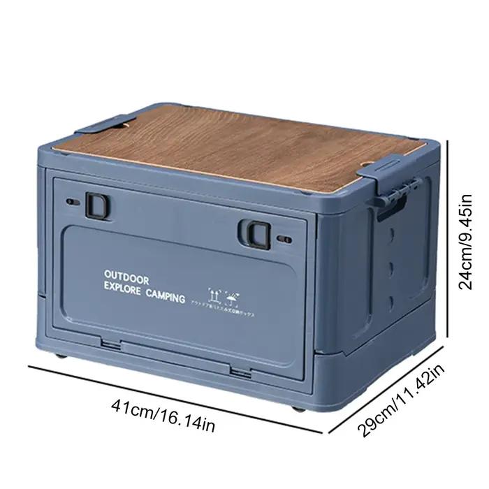 Boîte de rangement pliable avec couvercle en bois